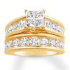 Diamond Bridal Set 3 ct tw Princess/Round 14K Yellow Gold