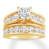 Thumbnail Image 1 of Diamond Bridal Set 3 ct tw Princess/Round 14K Yellow Gold