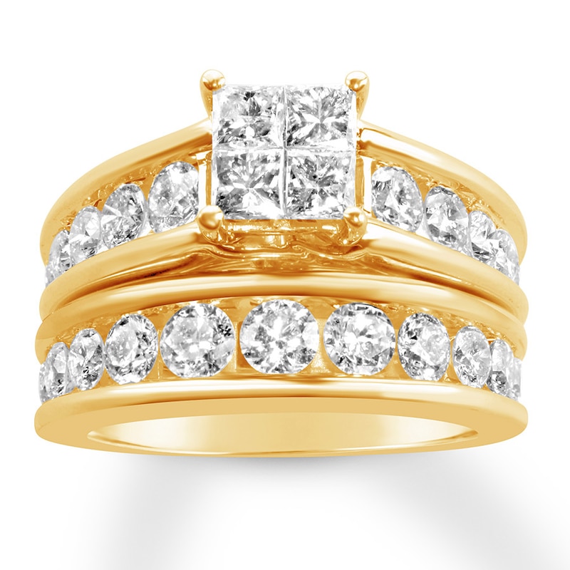 Main Image 1 of Diamond Bridal Set 3 ct tw Princess/Round 14K Yellow Gold