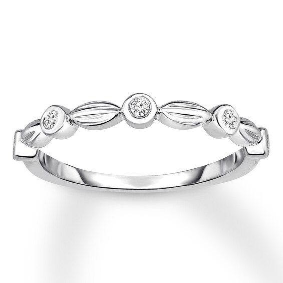 Solid 10k White Gold Round Diamond Bead Dot Stackable Engagement Wedding Anniversary Ring Band 1//20 Ct Size 7