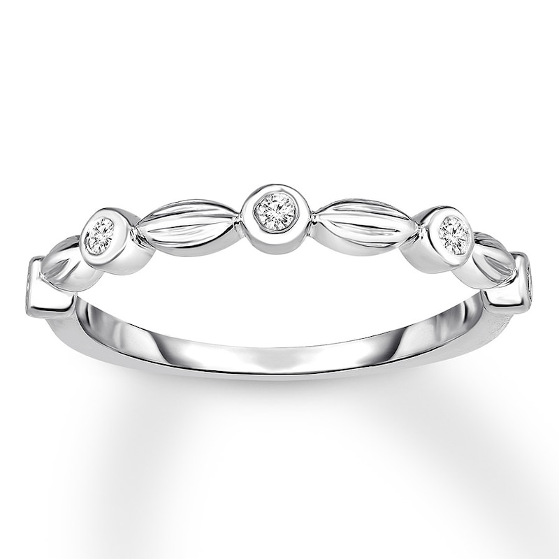 Main Image 1 of Diamond Wedding Band 1/20 ct tw Round-cut 14K White Gold