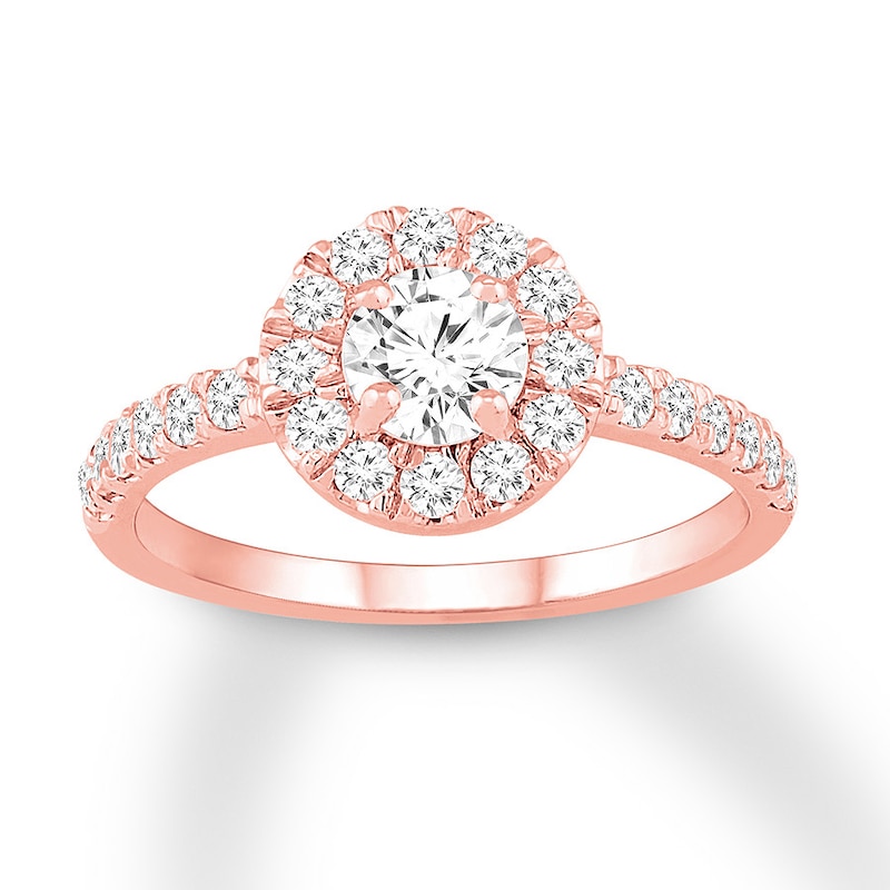 Round Cut Star Halo Diamond Engagement Ring 14kt Rose Gold (Setting Price) by with Clarity