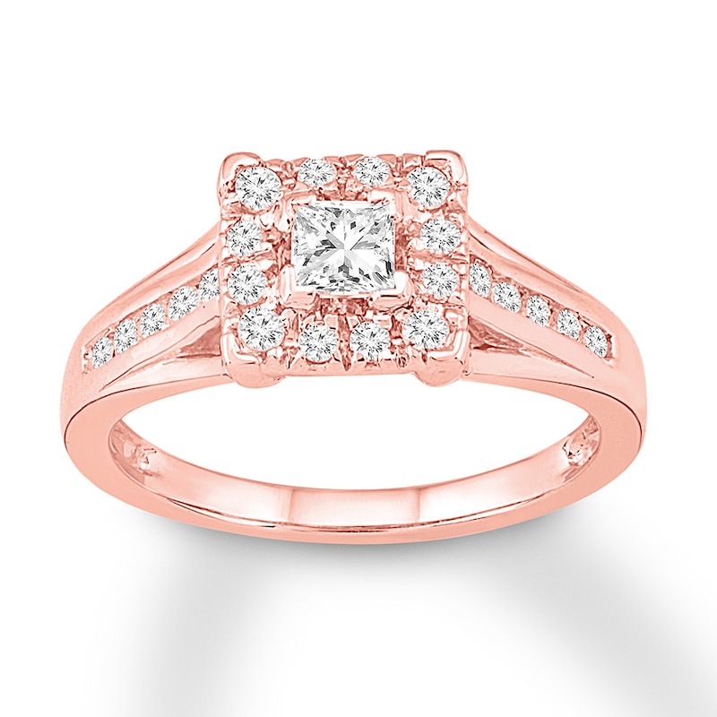 Diamond Engagement Ring 1/2 ct tw Princess-cut 10K Rose Gold