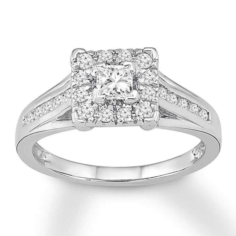 Main Image 1 of Now + Forever Diamond Engagement Ring 1/2 ct tw Princess & Round 10K White Gold