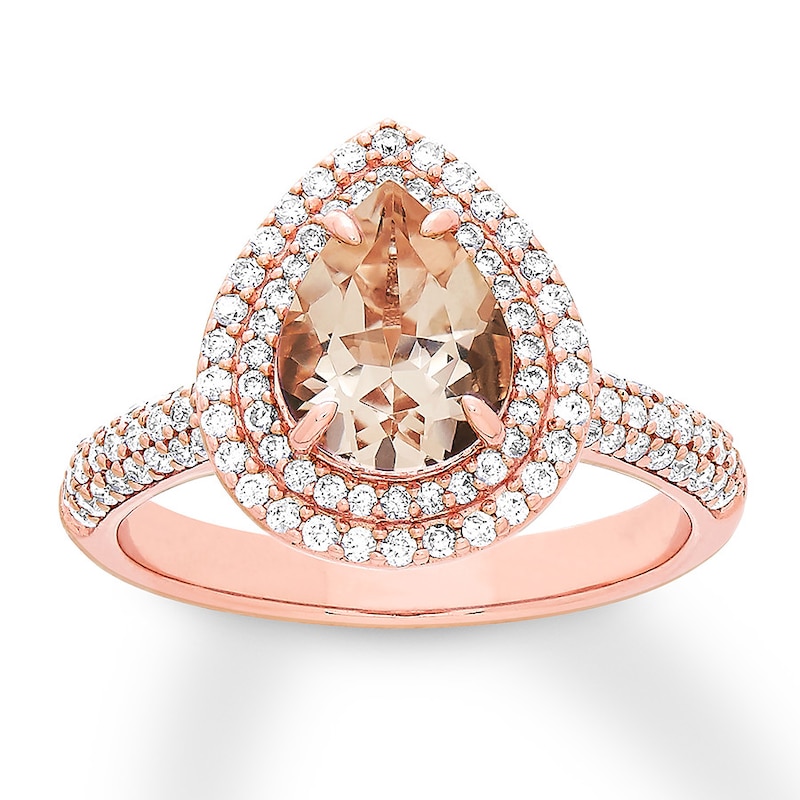 Main Image 1 of Now + Forever Pear-Shaped Morganite Engagement Ring 5/8 ct tw Diamonds 14K Rose Gold