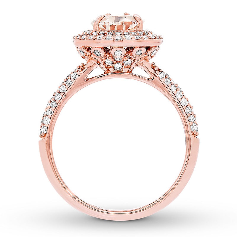 Pear-Shaped Morganite Engagement Ring 5/8 ct tw Diamonds 14K Rose Gold