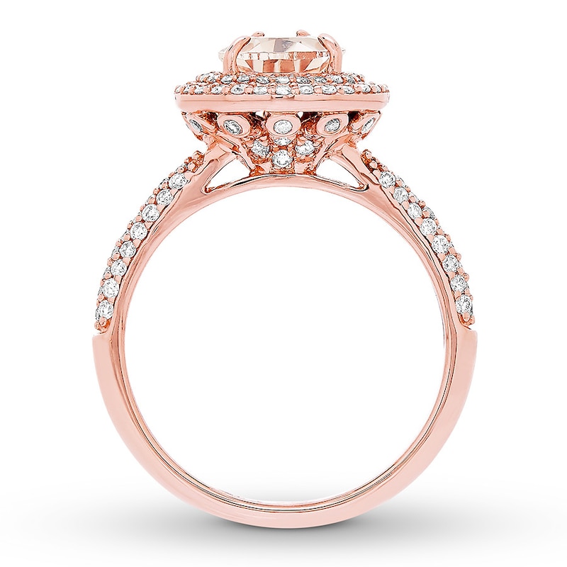 Main Image 2 of Now + Forever Pear-Shaped Morganite Engagement Ring 5/8 ct tw Diamonds 14K Rose Gold