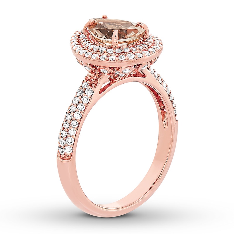 Main Image 3 of Now + Forever Pear-Shaped Morganite Engagement Ring 5/8 ct tw Diamonds 14K Rose Gold