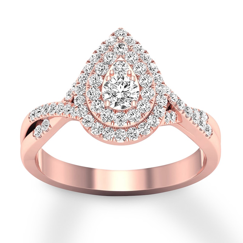 14k rose gold 3/8ctw 3/8 round diamond amelie vintage engagement ring