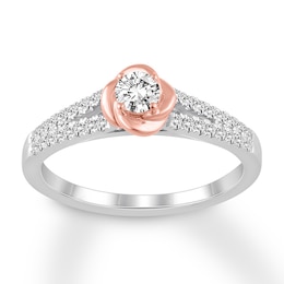 Now + Forever Diamond Engagement Ring 1/3 ct tw Round-cut 14K Two-Tone Gold