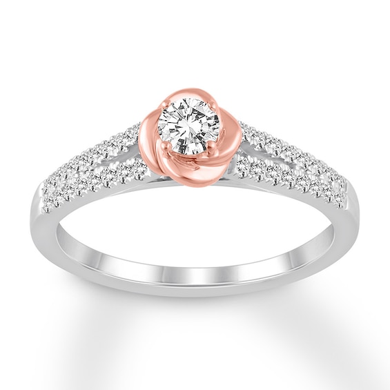 Now + Forever Diamond Engagement Ring 1/3 ct tw Round-cut 14K Two-Tone Gold