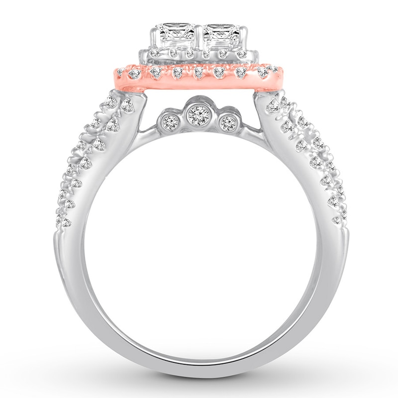 Diamond Engagement Ring 1-3/4 ct tw Princess & Round 14K Gold