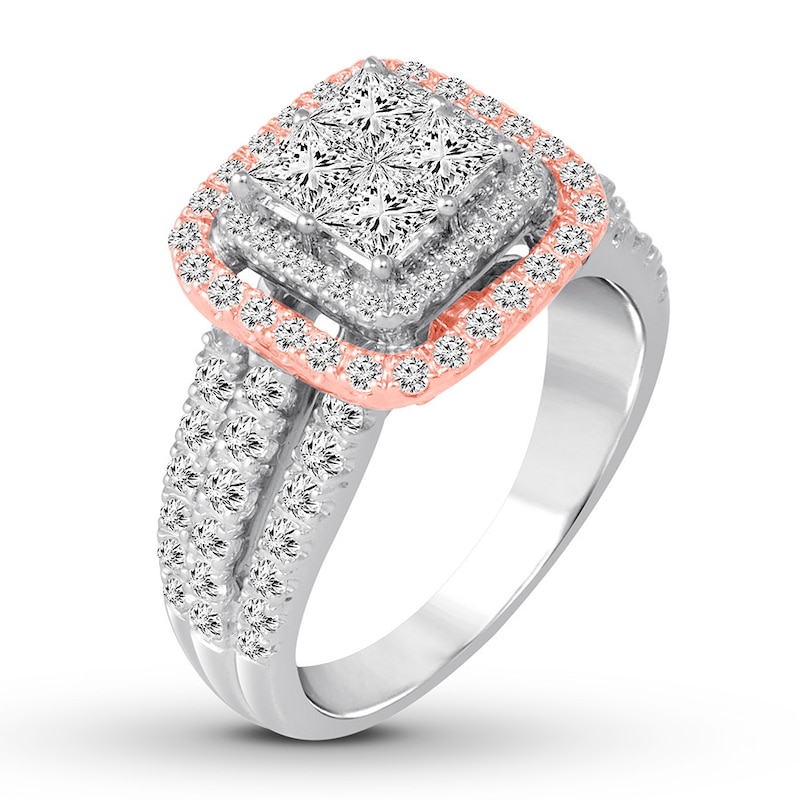 Diamond Engagement Ring 1-3/4 ct tw Princess & Round 14K Gold