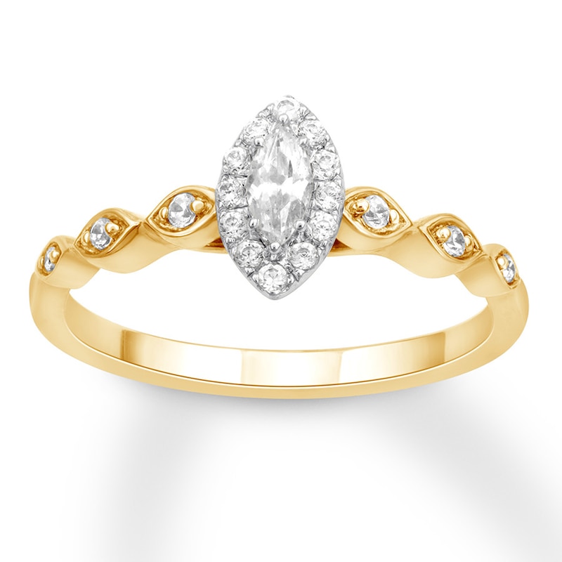 Diamond Engagement Ring 1/3 cttw Marquise & Round 10K Two-Tone Gold