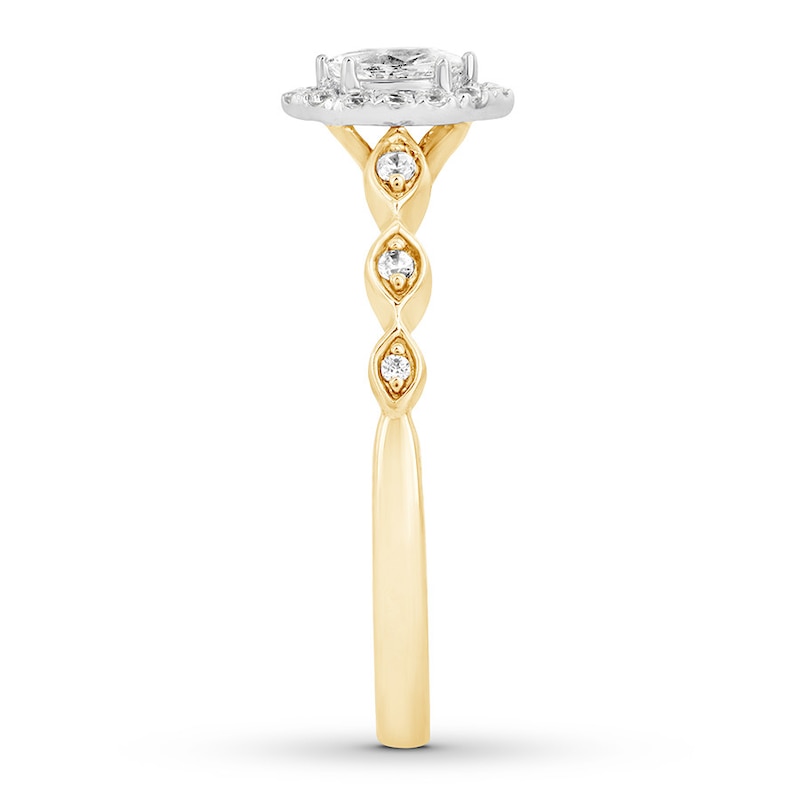 Diamond Engagement Ring 1/3 cttw Marquise & Round 10K Two-Tone Gold