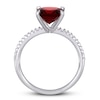 Thumbnail Image 2 of Cushion-cut Garnet Engagement Ring 1/10 ct tw Diamonds 14K White Gold