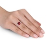 Thumbnail Image 3 of Cushion-cut Garnet Engagement Ring 1/10 ct tw Diamonds 14K White Gold