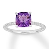 Thumbnail Image 1 of Now + Forever Cushion-cut Amethyst Engagement Ring 1/10 ct tw 14K White Gold