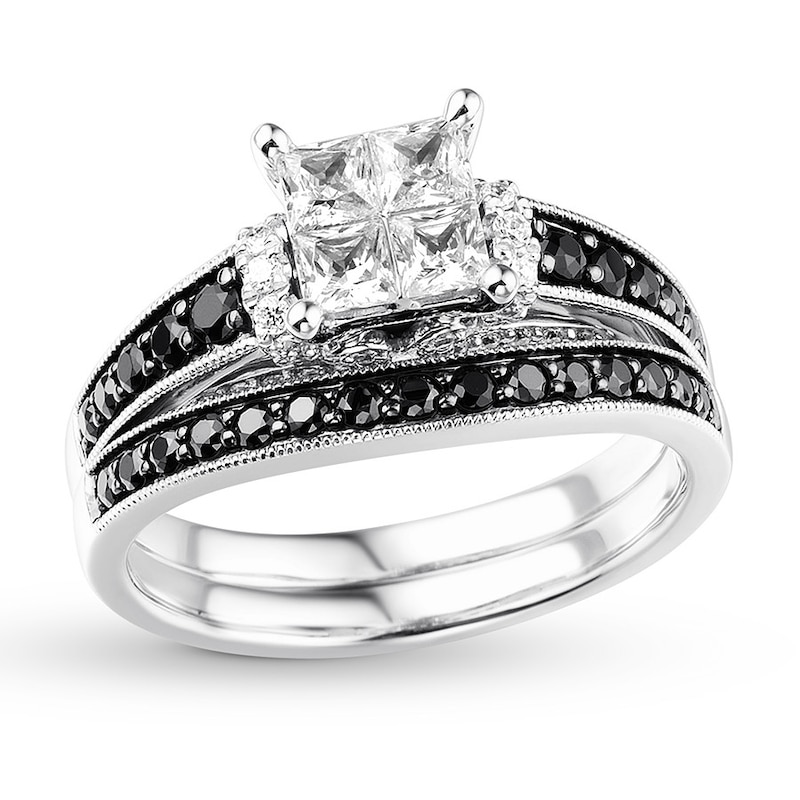 Black u0026 White Diamond Bridal Set 1-1/5 ct tw 14K White Gold | Kay
