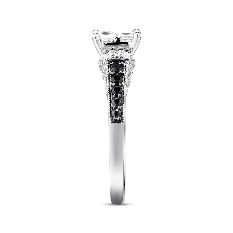 Main Image 3 of Black & White Diamond Engagement Ring 1 ct tw 14K White Gold