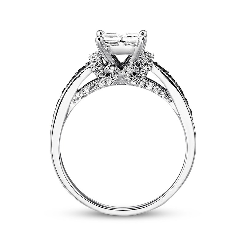 Main Image 4 of Black & White Diamond Engagement Ring 1 ct tw 14K White Gold