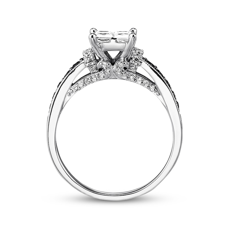 Black & White Diamond Engagement Ring 1 ct tw 14K White Gold