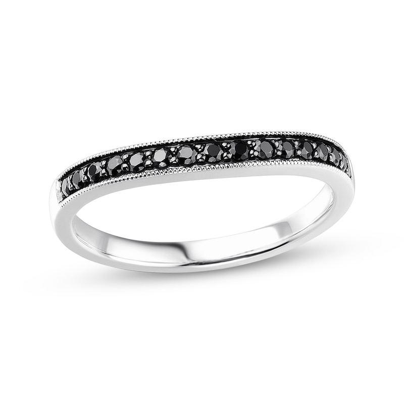 Main Image 1 of Black Diamond Wedding Band 1/4 ct tw Round-cut 14K White Gold