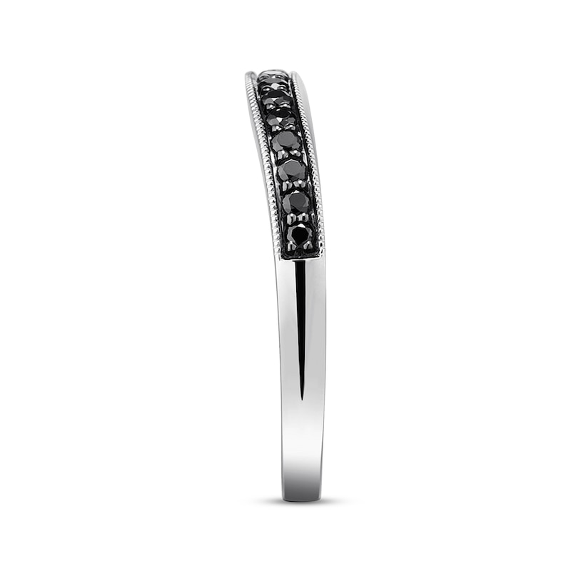 Black Diamond Wedding Band 1/4 ct tw Round-cut 14K White Gold