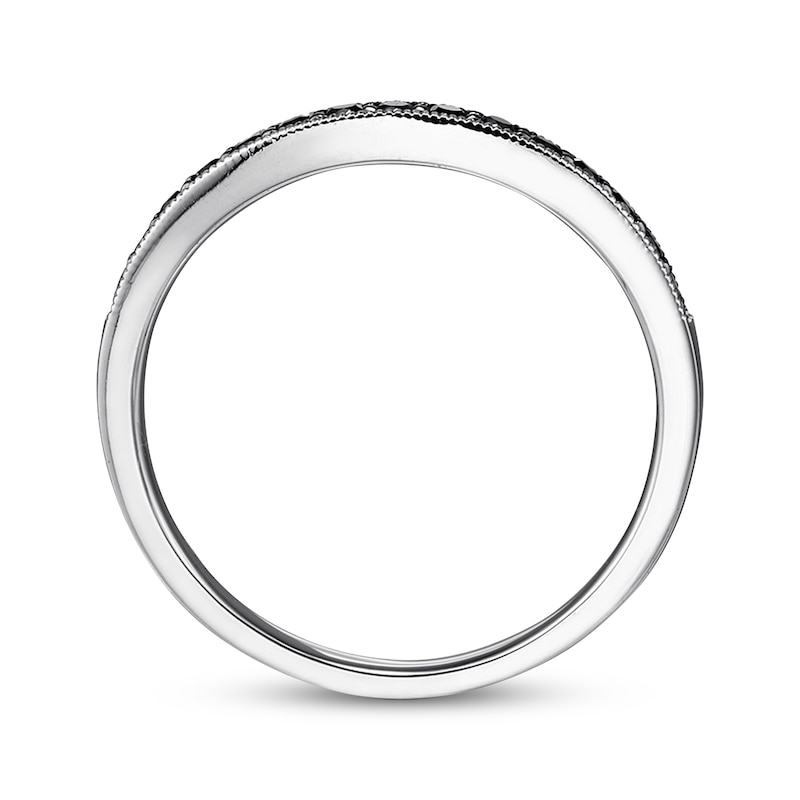 Black Diamond Wedding Band 1/4 ct tw Round-cut 14K White Gold