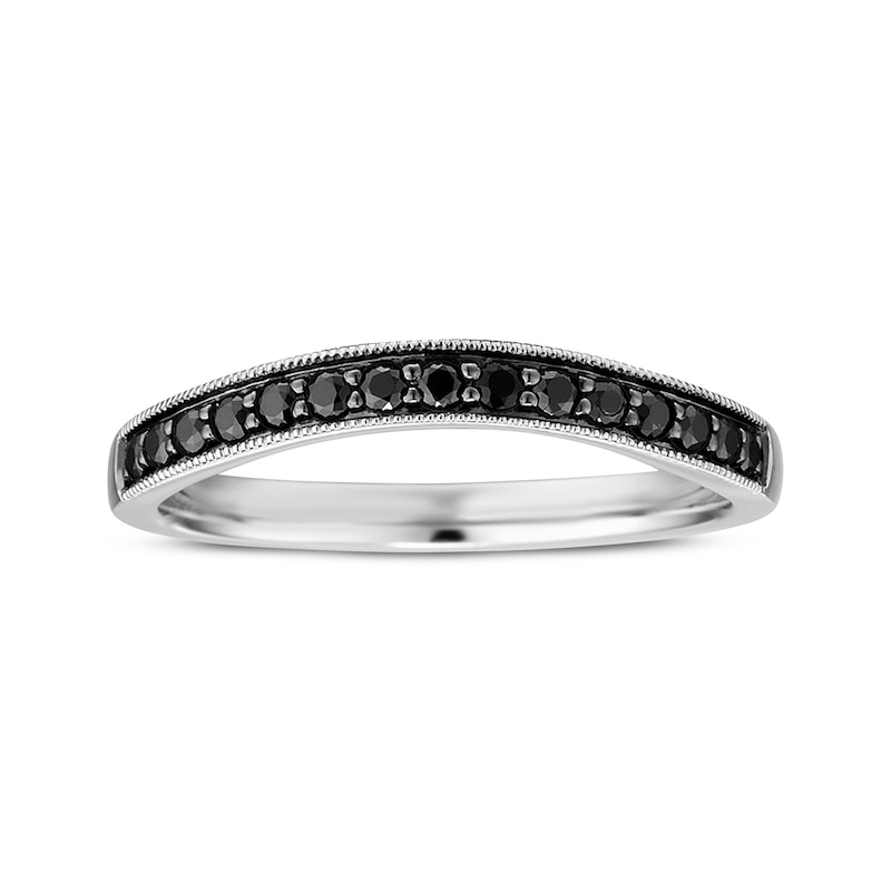 Black Diamond Wedding Band 1/4 ct tw Round-cut 14K White Gold