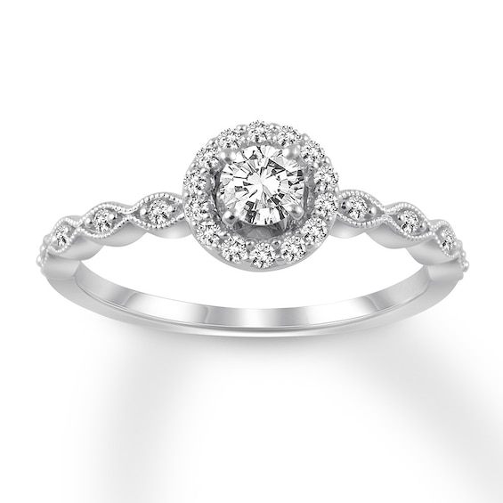 Diamond Engagement Ring 3 8 Ct Tw Round Cut 10k White Gold Kay