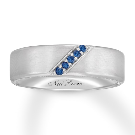 Neil Lane Men's Natural Sapphire Wedding Band 14K White Gold | Kay