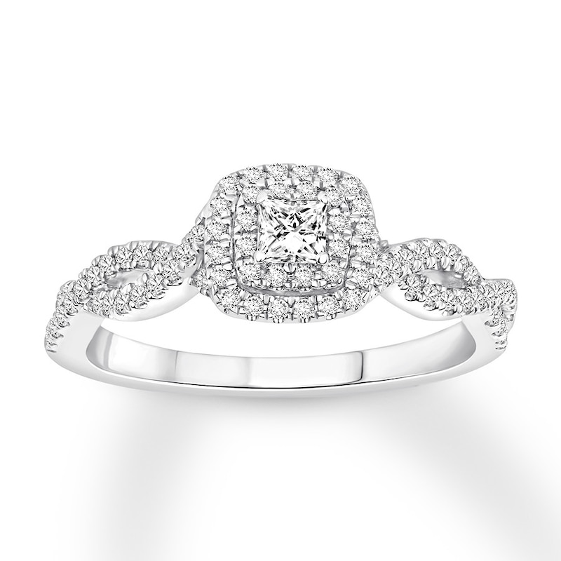 Main Image 1 of Now + Forever Diamond Engagement Ring 3/8 ct tw Princess & Round 10K White Gold
