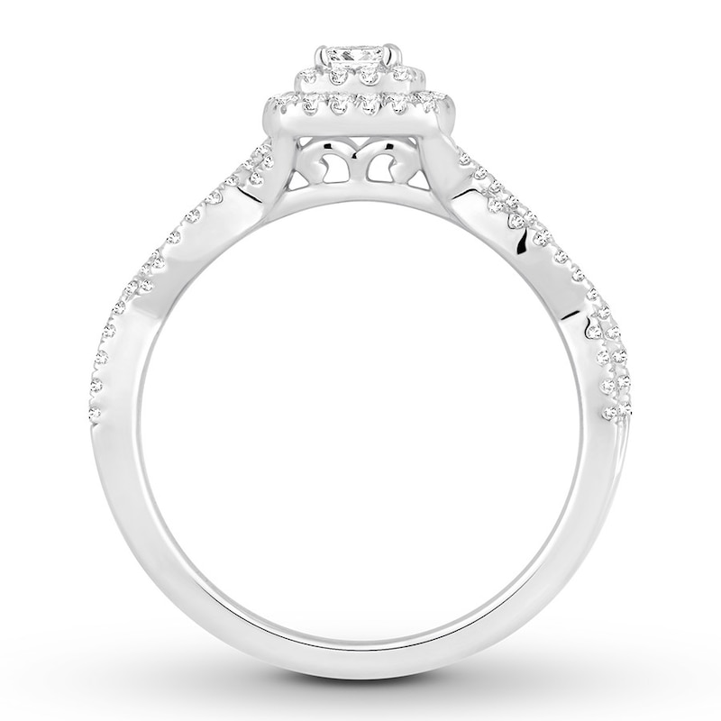 Main Image 2 of Now + Forever Diamond Engagement Ring 3/8 ct tw Princess & Round 10K White Gold