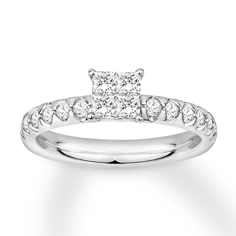 Main Image 1 of Now + Forever Diamond Engagement Ring 5/8 ct tw Princess & Round 14K White Gold