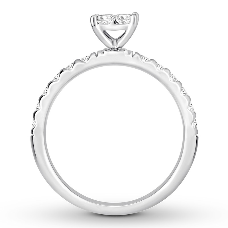 Diamond Engagement Ring 5/8 ct tw Princess/Round 14K White Gold