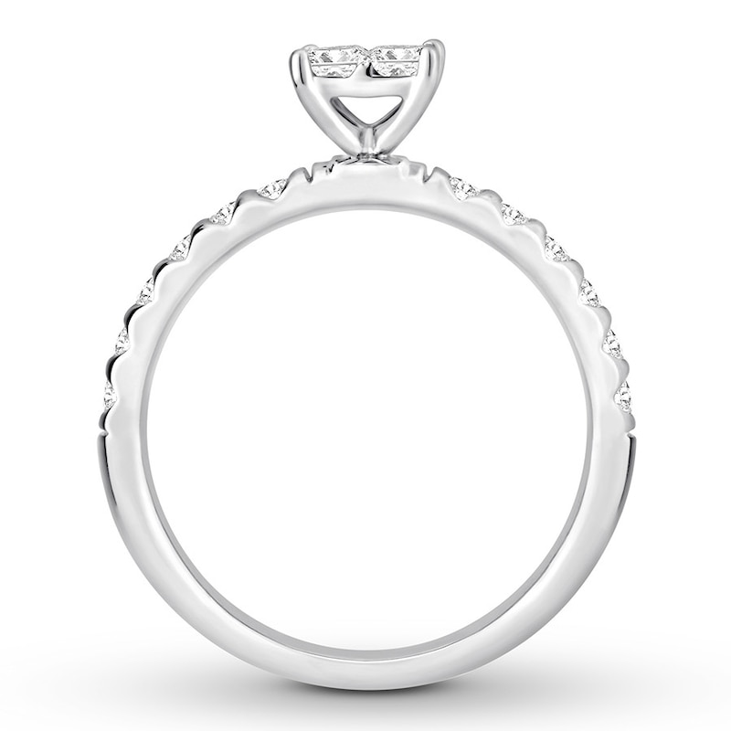 Diamond Engagement Ring 5/8 ct tw Princess & Round 14K White Gold