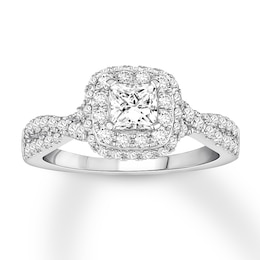 Now + Forever Diamond Engagement Ring 1 ct tw Princess & Round 14K White Gold