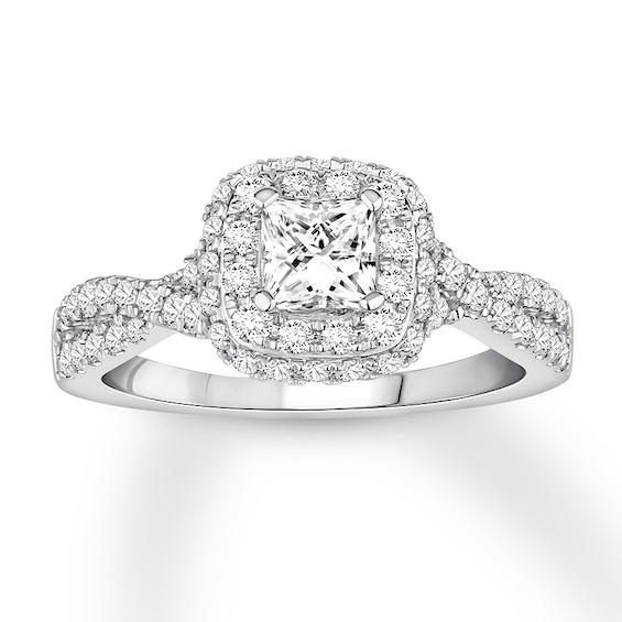 Now + Forever Diamond Engagement Ring 1 ct tw Princess & Round 14K White Gold