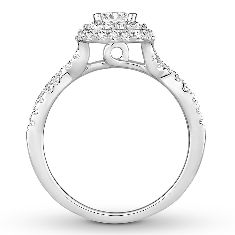 Diamond Engagement Ring 1 ct tw Princess & Round 14K White Gold