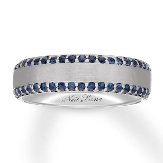 Neil Lane Men's Natural Sapphire Wedding Band 14K White Gold | Kay