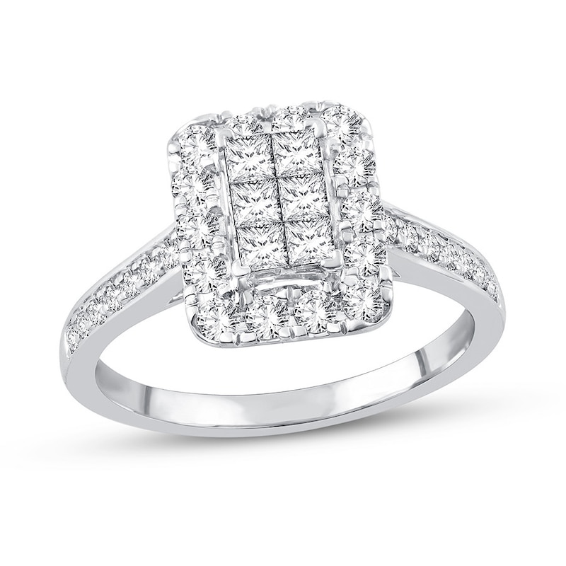 Main Image 1 of Now + Forever Diamond Engagement Ring 7/8 ct tw Princess & Round 10K White Gold