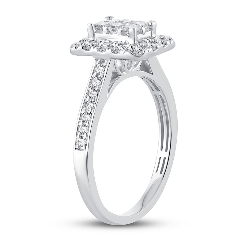 Main Image 2 of Now + Forever Diamond Engagement Ring 7/8 ct tw Princess & Round 10K White Gold