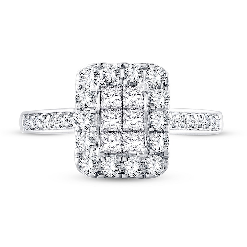 Main Image 3 of Now + Forever Diamond Engagement Ring 7/8 ct tw Princess & Round 10K White Gold