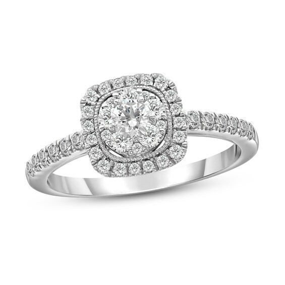 Diamond Engagement Ring 3 4 Ct Tw Round Cut 14k White Gold Kay