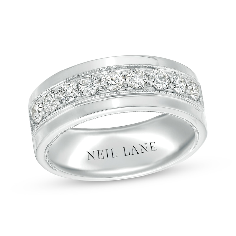 Main Image 1 of Neil Lane Men's Diamond Wedding Band 1 ct tw Round-cut 14K White Gold