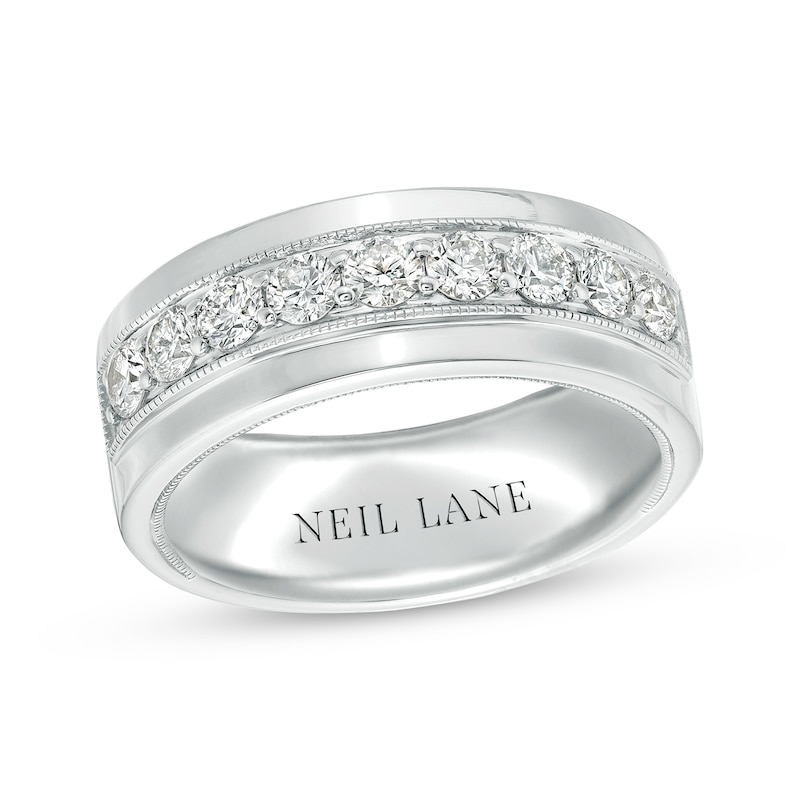 Neil Lane Men's Diamond Wedding Band 1 ct tw Round-cut 14K White Gold