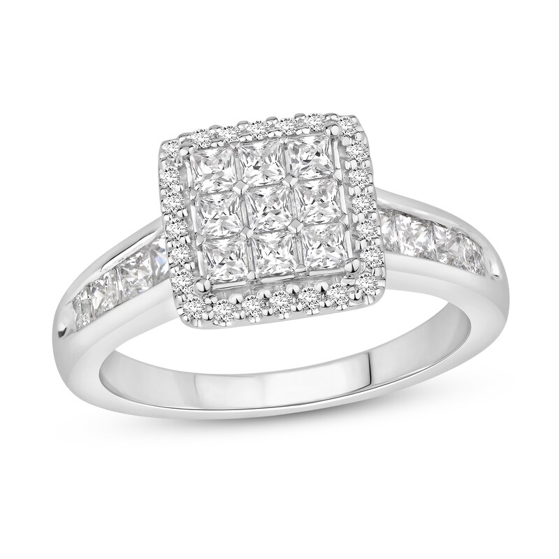 Diamond Engagement Ring 1 ct tw Princess & Round-cut 14K White Gold