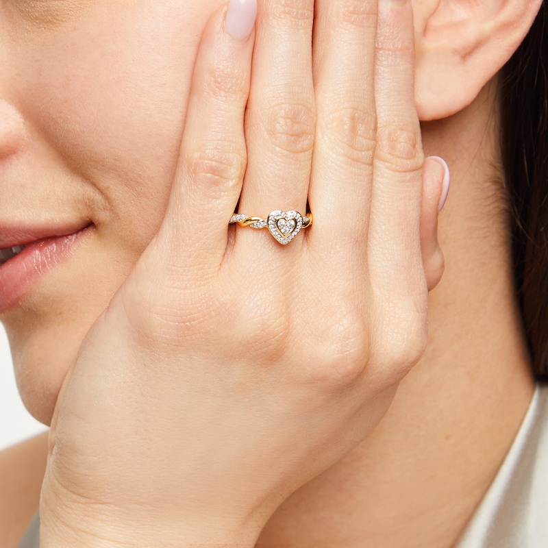 Main Image 3 of Now + Forever Diamond Heart Engagement Ring 1/6 ct tw 10K Yellow Gold