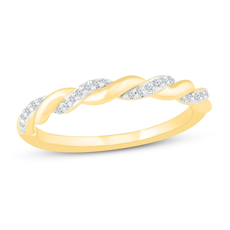 Main Image 1 of Now + Forever Round-cut Diamond Wedding Band 1/10 ct tw 10K Yellow Gold